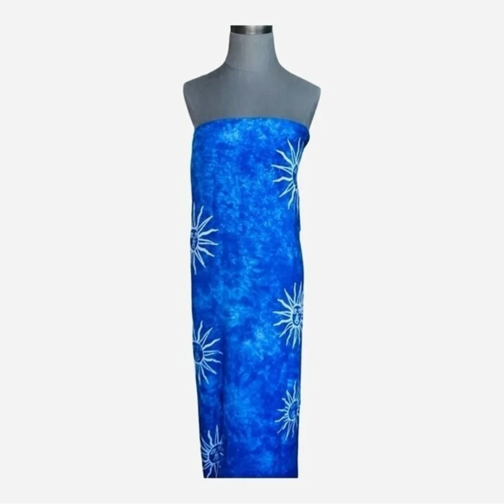 Hawaiian Tropical Blue White Sun Sarong 68